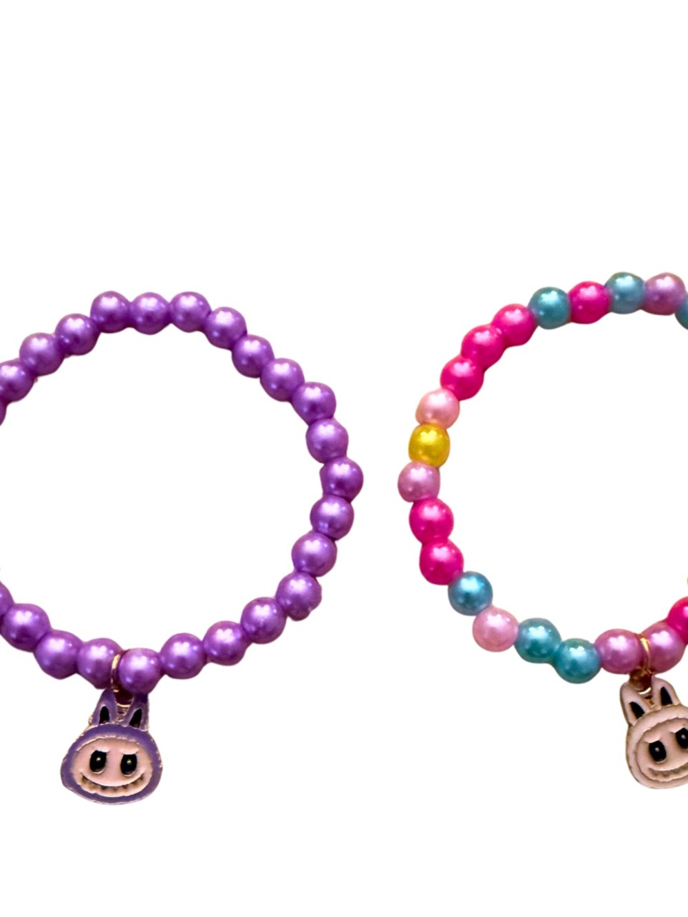 Colorful Beaded Charm Bracelets - Purple + Multicolor